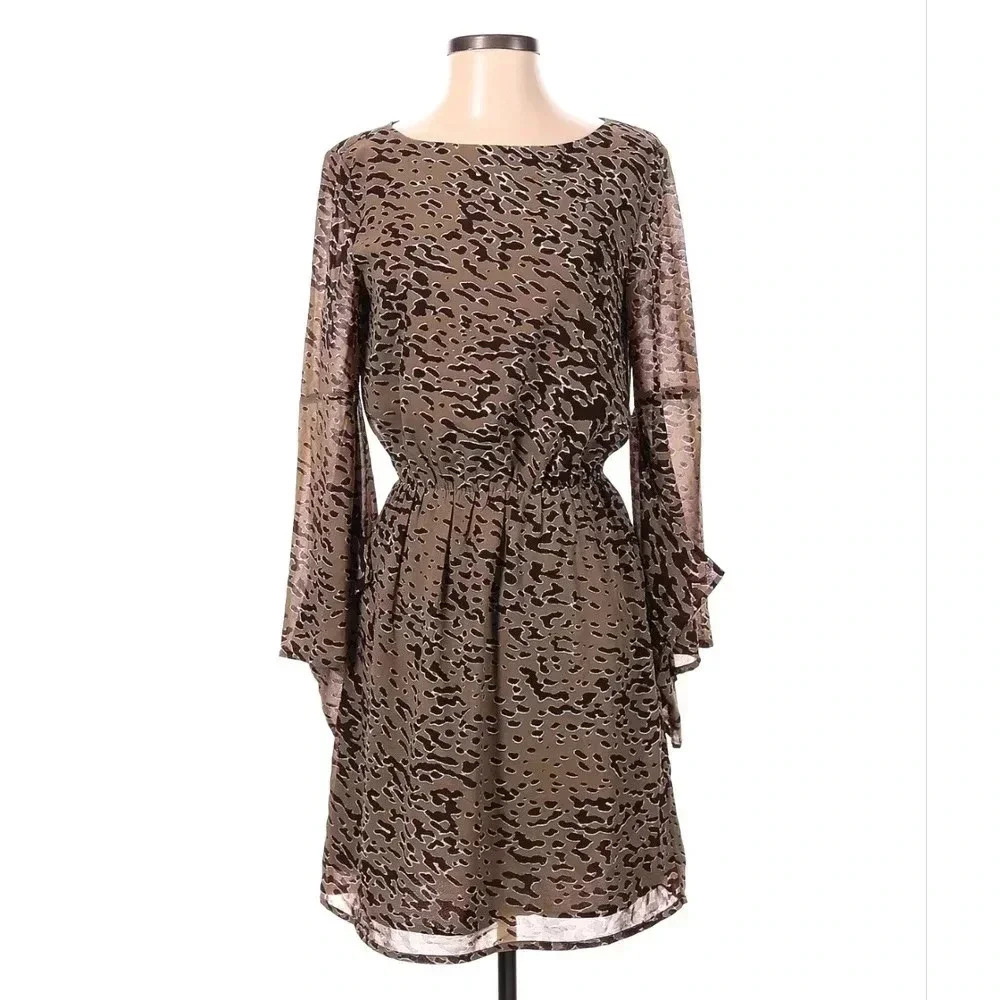 W118 by Walter Baker Brown Leopard Long sleeve Dress